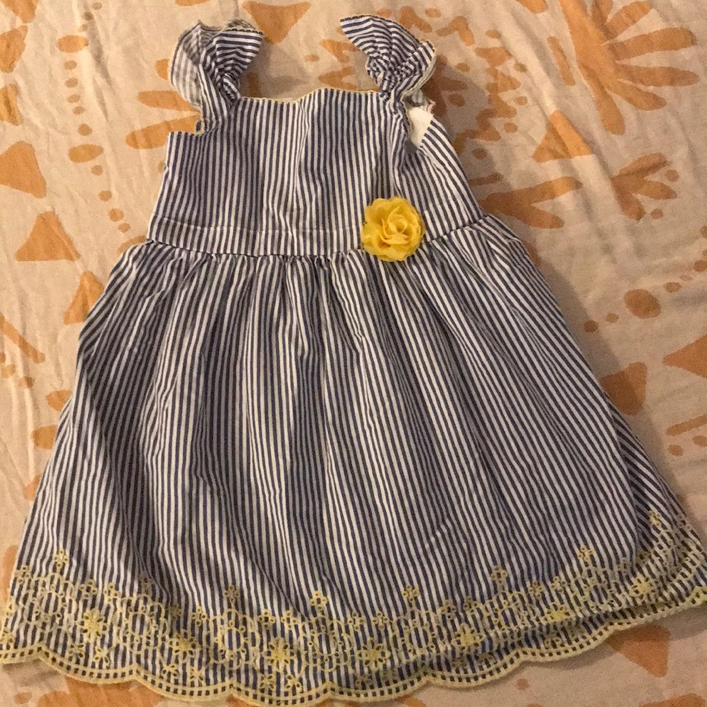 Blue dress with white stripes size 4T